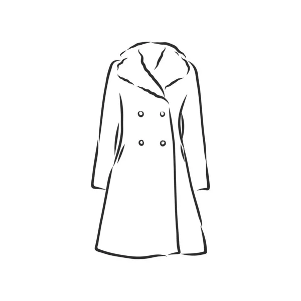 Manteau Femme Esquisse Plate Mode Dessin Technique — Image vectorielle