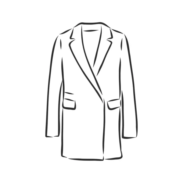 Women Coat Fashion Flat Sketch Technical Drawing — Stock Vector