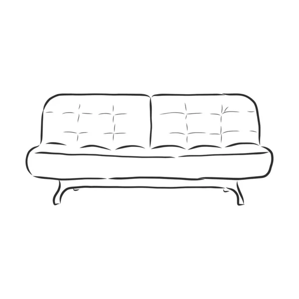 Sofa Omtrek Icoon Bank Silhouet Meubilair Voor Woonkamer Vectorillustratie — Stockvector