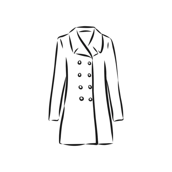 Cappotto Donna Bozzetto Piatto Moda Disegno Tecnico — Vettoriale Stock