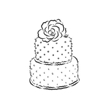 Doodle tarzı doğum günü pastası ve pasta dilimi çizimi web, yazdırma veya reklam kullanımı için uygun vektör biçiminde.