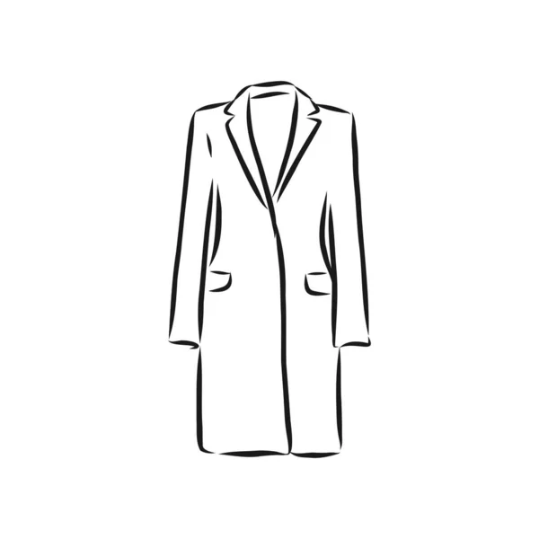 Manteau Femme Esquisse Plate Mode Dessin Technique — Image vectorielle