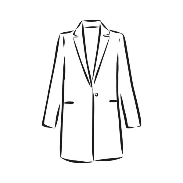 Women Coat Fashion Flat Sketch Technical Drawing — Stock Vector