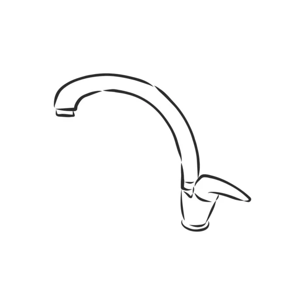 向量单色厨房水龙头 Single Sketch Kitchen Faucet — 图库矢量图片