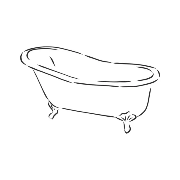 Εσωτερικό Μπάνιου Χειροκίνητο Τράβηγμα Μπάνιο Διανυσματική Απεικόνιση Σκίτσο — Διανυσματικό Αρχείο
