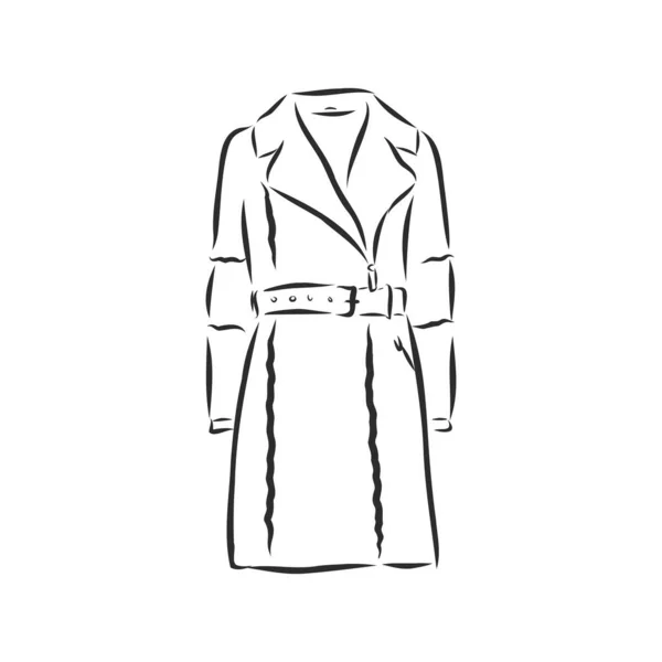 Abrigo Mujer Dibujo Plano Moda Dibujo Técnico — Vector de stock