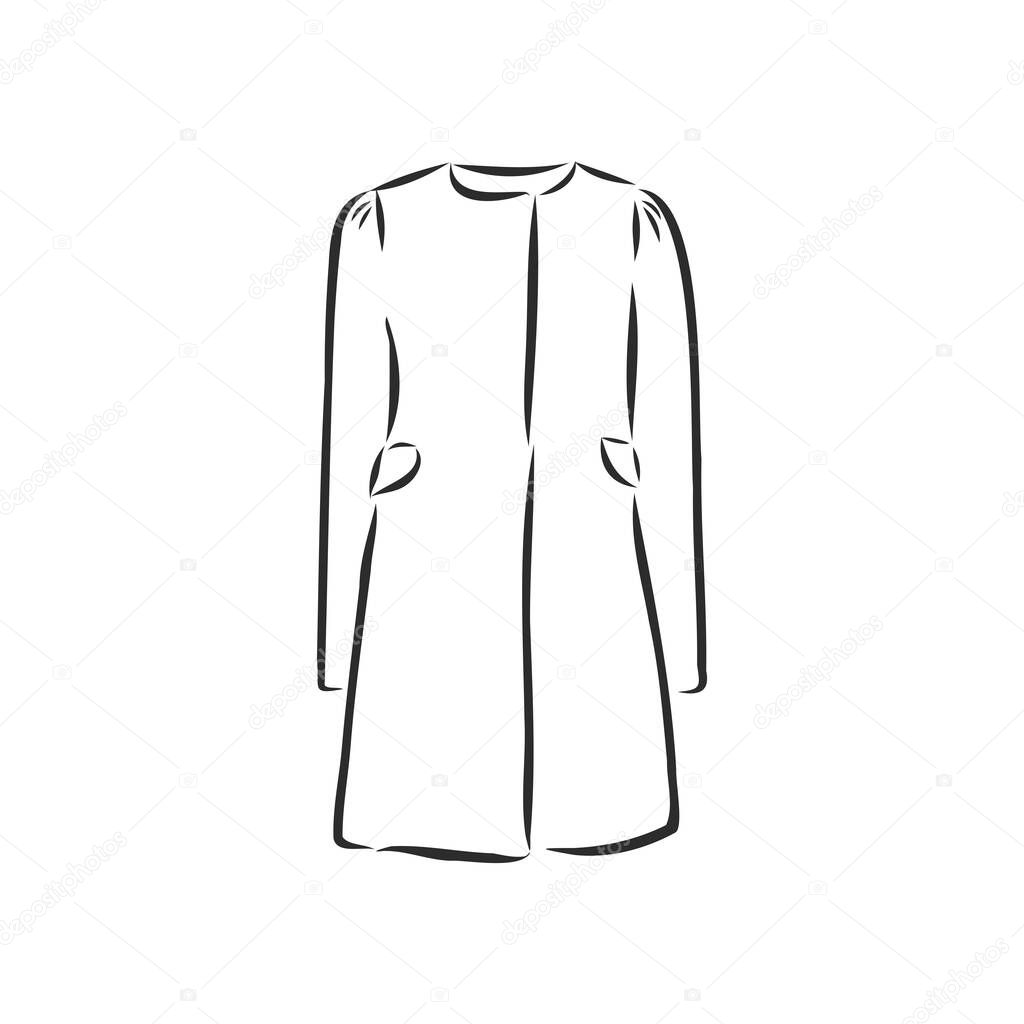 Women's coat, Fashion flat sketch. Technical drawing