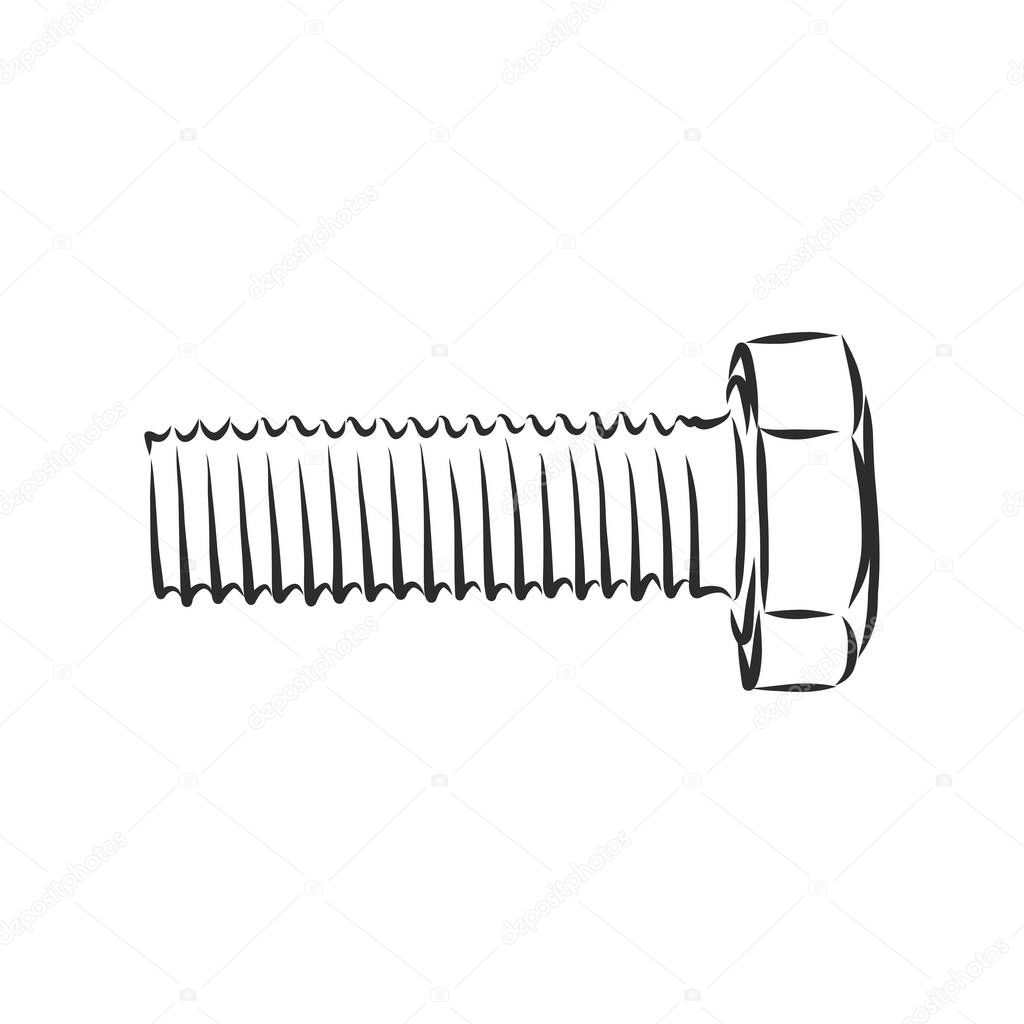 Bolt icon. Vector illustration of a screw. Hand drawn bolt, screw tool.