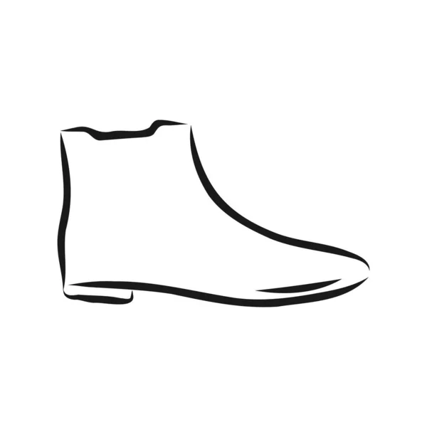 手绘美丽的皮革女靴与高跟鞋 在白色背景 女童素描 购物标签或鞋类标志上孤立的时尚插图 — 图库矢量图片