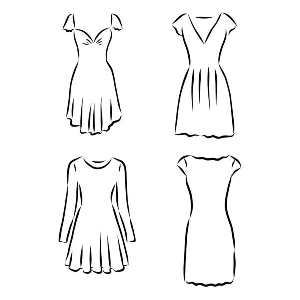 手工绘制的矢量服装集 用白色隔离开的时髦的玛西服装 — 图库矢量图片