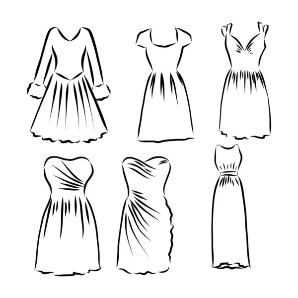 手工绘制的矢量服装集 用白色隔离开的时髦的玛西服装 — 图库矢量图片