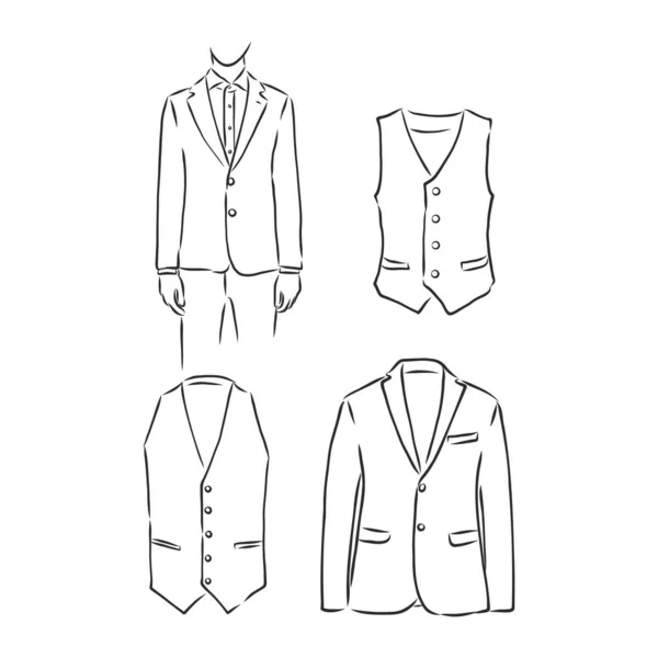 Drawing One Continuous Line Men Jacket Linear Style — Stock Vector