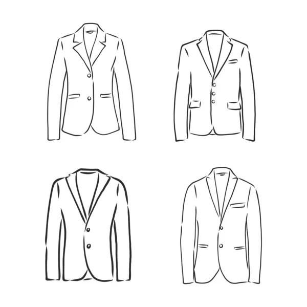Drawing One Continuous Line Men Jacket Linear Style — Stock Vector