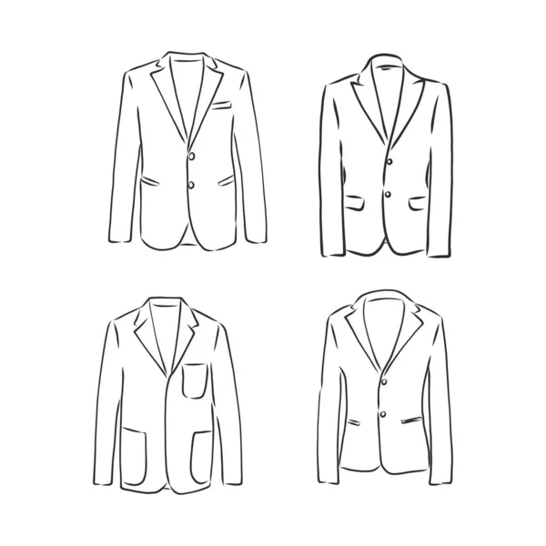 Drawing One Continuous Line Men Jacket Linear Style — Stock Vector