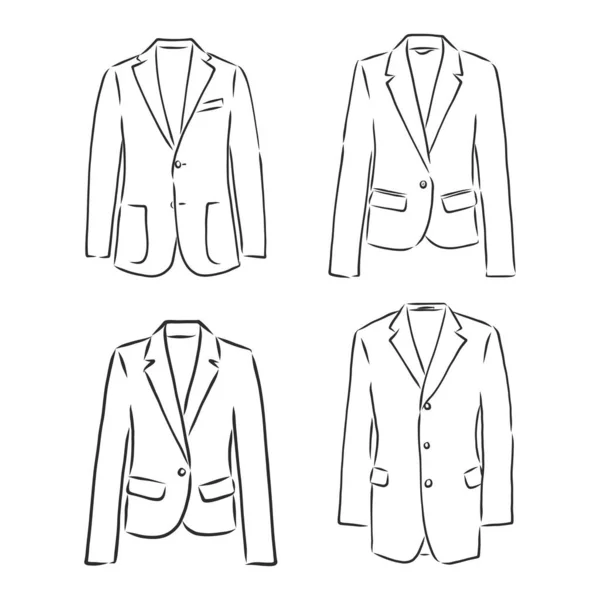 Drawing One Continuous Line Men Jacket Linear Style — Stock Vector