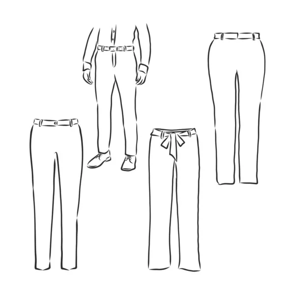 Dessin Technique Pantalon Pantalon Vectoriel Croquis Illustration — Image vectorielle