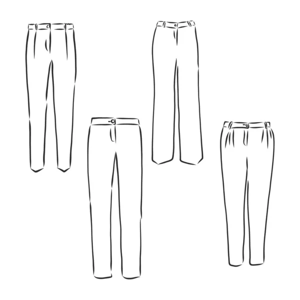 Dibujo Técnico Pantalones Pantalones Vector Boceto Ilustración — Archivo Imágenes Vectoriales