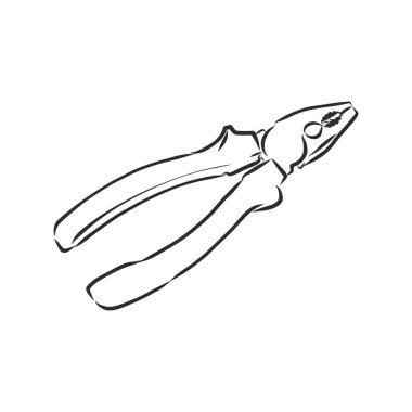 Pense kıskacı beyaz arka planda izole edilmiş el aleti. Vektör illüstrasyonu