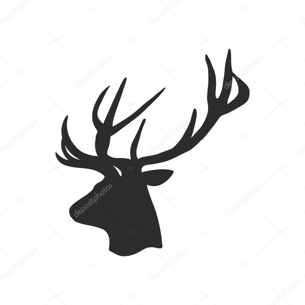 illustration of a deer head silhouette isolated on white, eps10 vector