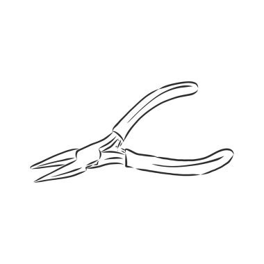 Pense kıskacı beyaz arka planda izole edilmiş el aleti. Vektör illüstrasyonu