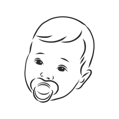 Vektör çizimi. Emzik vektörü çizimi olan bir çocuk çizimi