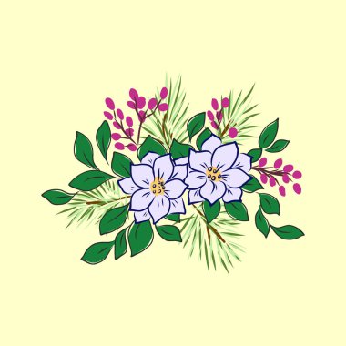 Vektör Noel süslemeleri. Beyaz arkaplanda tatil kompozisyonu