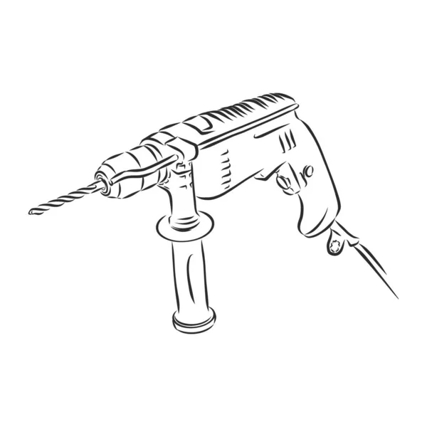 白色背景下隔离的电钻绘图 — 图库矢量图片