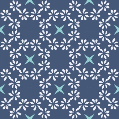 Çivit mavisi çizilmiş kusursuz desen