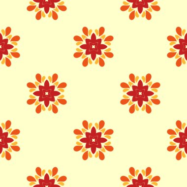 Kusursuz çiçek desenli arka plan. Bej üzerine yeşil yapraklar ve güllerin kusursuz deseni