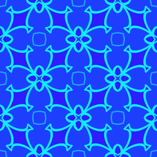 Abstract Geometric Ornament Illustration Seamless Pattern Sea Blue Gradient Mosaic — Stock Photo, Image