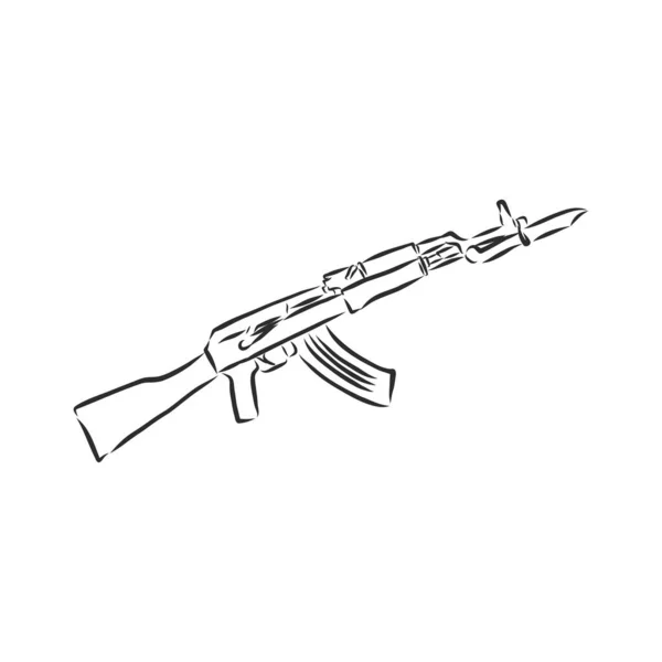 Assault Rifle Doodle Style Assault Rifle Vector Sketch Illustration — Stock Vector