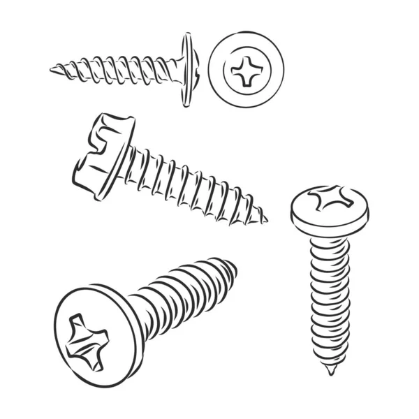 Tornillo Icono Dibujo Vectorial Aislado Fondo Icono Tornillo Dibujado Mano — Archivo Imágenes Vectoriales