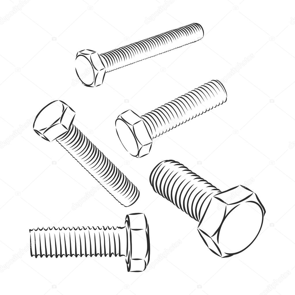 Bolt icon. Vector illustration of a screw. Hand drawn bolt, screw tool. bolt, metal, vector sketch illustration