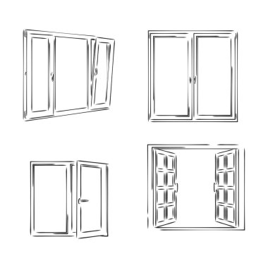 Pencere. El çizimi çizimi çizimi