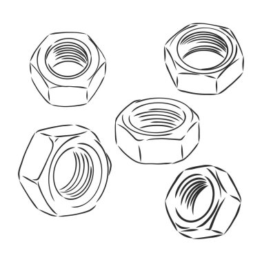 Diy montajını sıkmak için yeni büyük çinko destekleyici başlık beyaz arka planda izole edilmiş. Çizgisel el yazması mürekkep, kağıt üzerine karalama kalemle çizilmiş taslak bir sembol. Metin için boşluk ile yakın plan görüntüle
