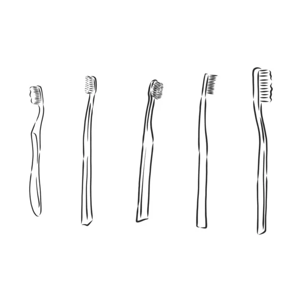 Tanden Schoonmaken Instrumenten Voor Mondhygiëne Handgetekende Illustratie Omgezet Vectoren — Stockvector