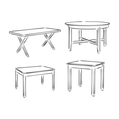 Elle çizilmiş tablolar, vektör illüstrasyonu. tablo vektör çizimi çizimi