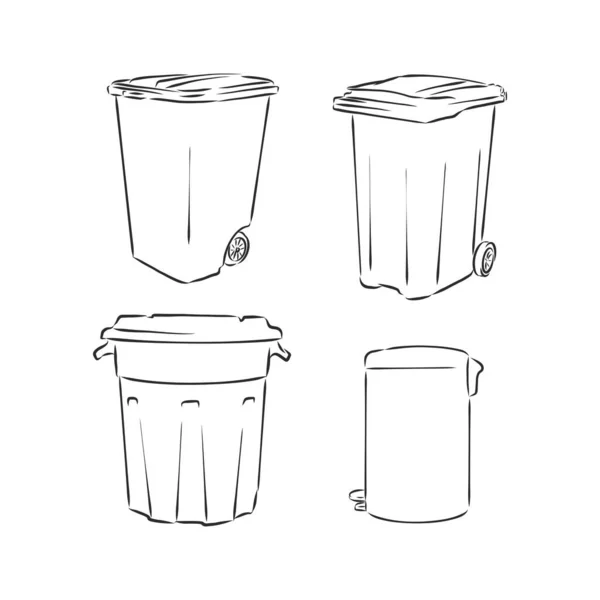 Σκουπιδοτενεκές σε στυλ doodle. σκουπίδια μπορεί διανυσματική απεικόνιση σκίτσο — Διανυσματικό Αρχείο