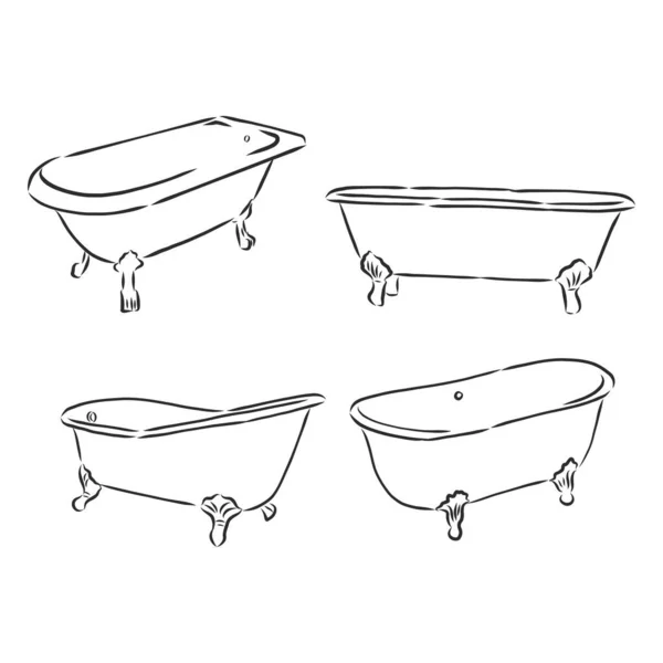 Banho Interior, mão empate. banho desenho vetorial ilustração — Vetor de Stock