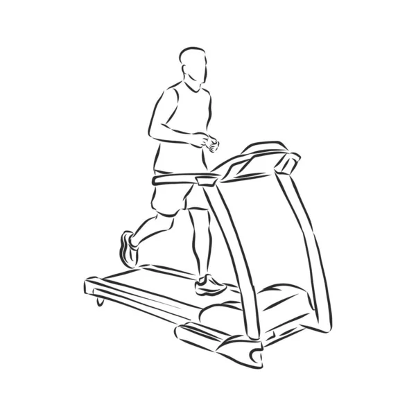 Treadmill Estilo Doodle Esboço Ilustração Mão Desenhado Vetor — Vetor de Stock