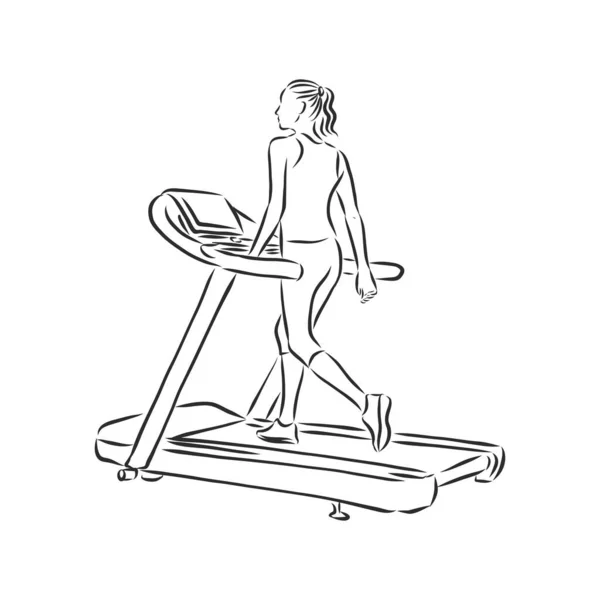 Treadmill Estilo Doodle Esboço Ilustração Mão Desenhado Vetor — Vetor de Stock