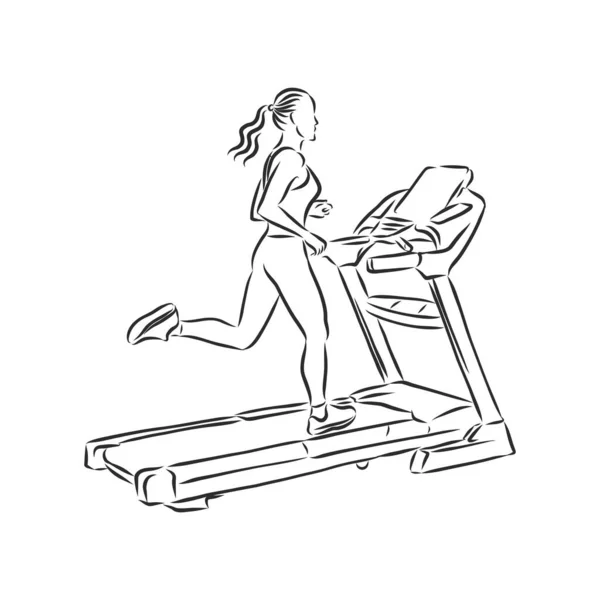 Treadmill Doodle Style Sketch Illustration Hand Drawn Vector — Stock Vector