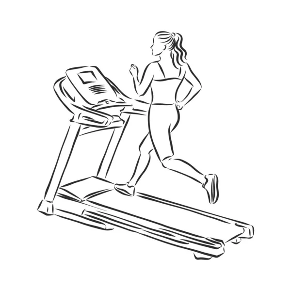 Treadmill Doodle Style Sketch Illustration Hand Drawn Vector — Stock Vector