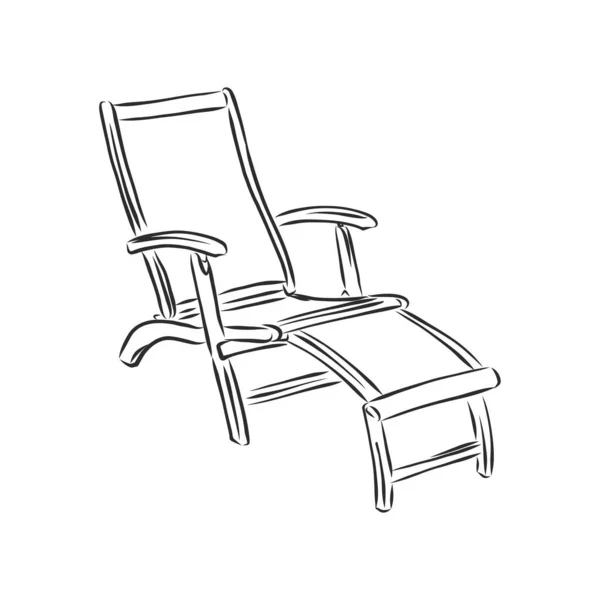 Cadeira Praia Desenhada Mão Esboço Vetorial — Vetor de Stock