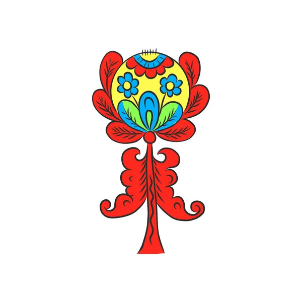 Estilo de arte folclórico botánico flores de fantasía floral y estampado botánico. ilustración vectorial — Vector de stock