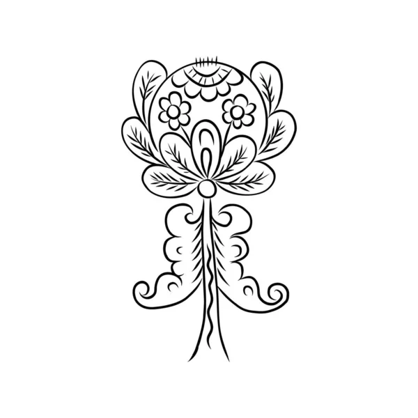 Folkkonst stil botaniska blommor fantasi blommor och botaniska tryck. vektor illustration — Stock vektor