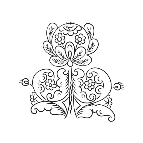 Folkkonst stil botaniska blommor fantasi blommor och botaniska tryck. vektor illustration — Stock vektor