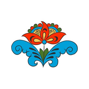 Halk sanatı tarzı botanik çiçekleri ve botanik baskısı. vektör illüstrasyonu