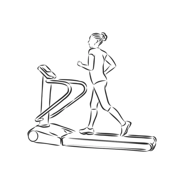 Treadmill doodle style sketch illustration hand drawn vector treadmill vector sketch illustration. — Stock Vector