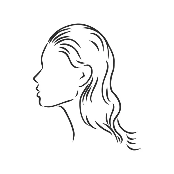 Belle silhouette visage de fille, illustration vectorielle. fille profil vectoriel croquis illustration — Image vectorielle